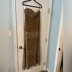 Fashion Nova Gold Strapless Dress